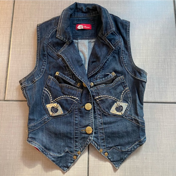 Y2k Apple Bottom Jeans Denim Vest - Picture 1 of 4